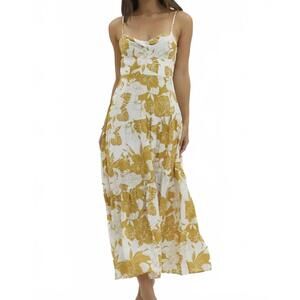 NEW ONE AND ONLY COLLECTIVE lux floral midi dress in yellow
